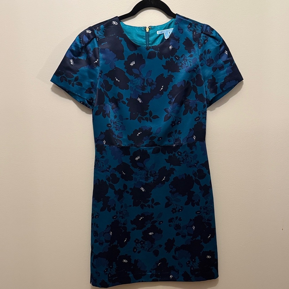 Draper James Teal and Navy Floral Dress